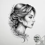 Tattoo design a virgo maiden’s profile, outli… – tattoo sketch (№1754150750_0, 02.08.2025 16:05) — tattoovalue.net