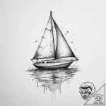 Tattoo sketch a serene ocean scene with a sin… – tattoo sketch (№1754151356_0, 02.08.2025 16:15) — tattoovalue.net