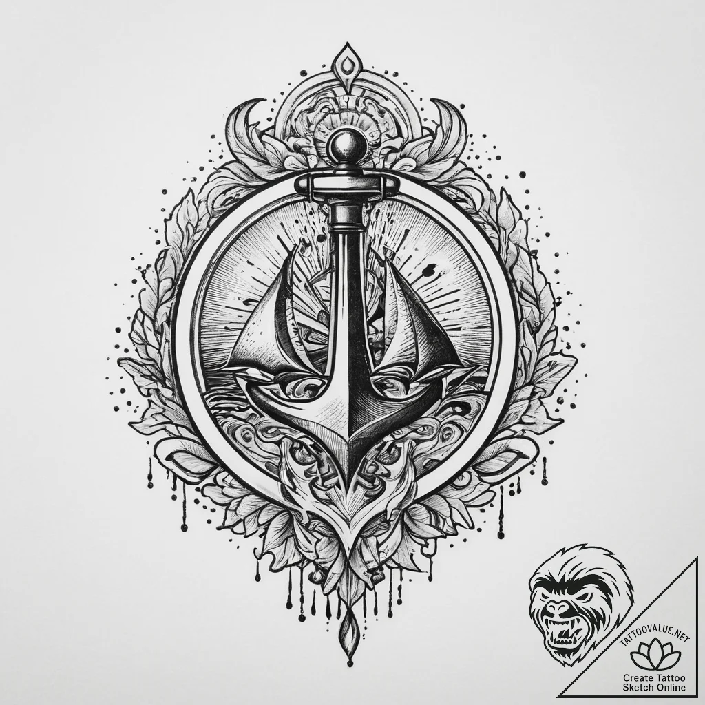 Fountain pen with an ink spill, artistic tatt... - tattoo sketch (№1754151552_0, 02.08.2025 16:19) — tattoovalue.net