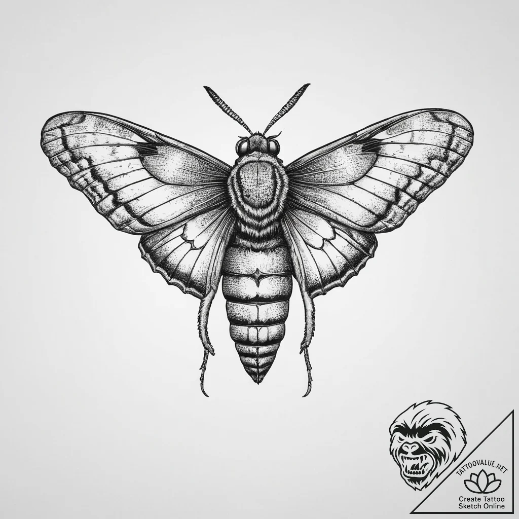 A death's-head hawkmoth - tattoo sketch (№1754151748_0, 02.08.2025 16:22) — tattoovalue.net