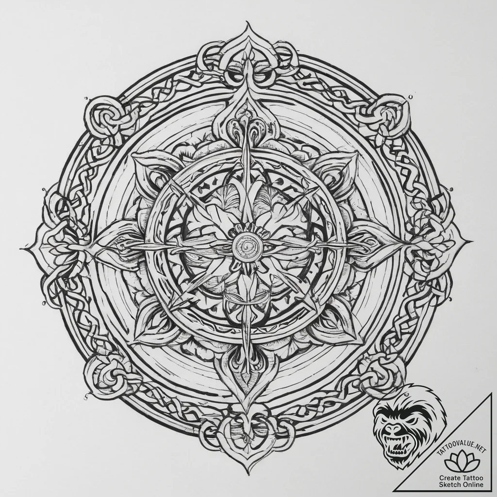 Tattoo design a zodiac glyph disguised as par... - tattoo sketch (№1754152918_0, 02.08.2025 16:41) — tattoovalue.net