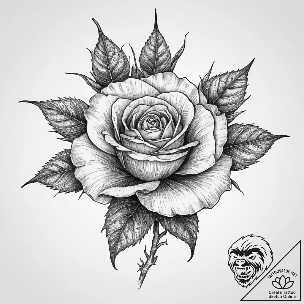 Tattoo sketch a thorny rose or a bramble, sym... - tattoo sketch (№1754153308_0, 02.08.2025 16:48) — tattoovalue.net