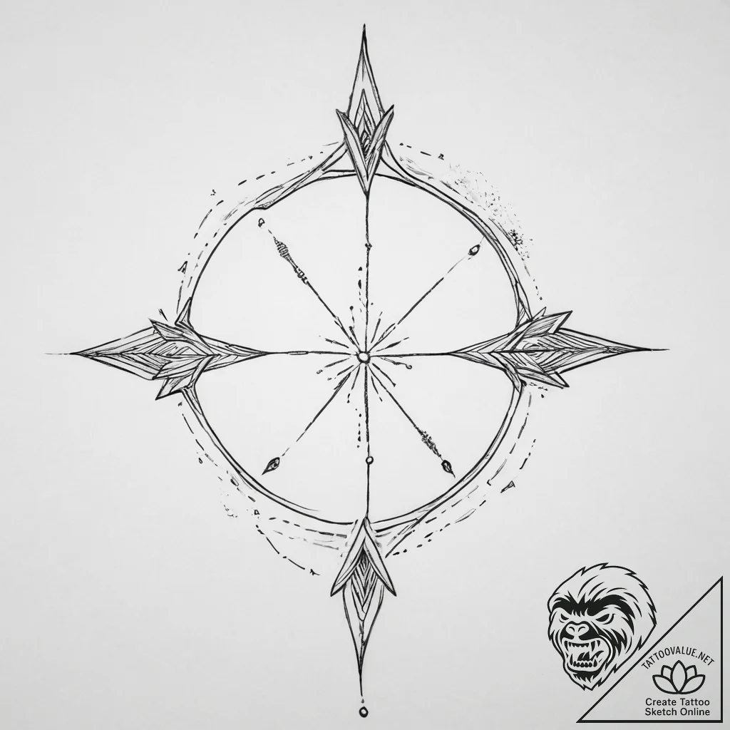 Tattoo design a stylized elven bow with a glo... - tattoo sketch (№1754153700_0, 02.08.2025 16:55) — tattoovalue.net
