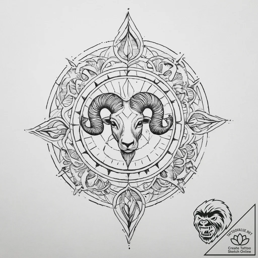 Tattoo sketch the glyph for aries (1st house)... - tattoo sketch (№1754154484_0, 02.08.2025 17:08) — tattoovalue.net