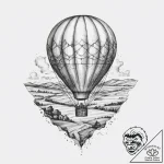 A view from a hot air balloon, looking down o… – tattoo sketch (№1754220707_0, 03.08.2025 11:31) — tattoovalue.net