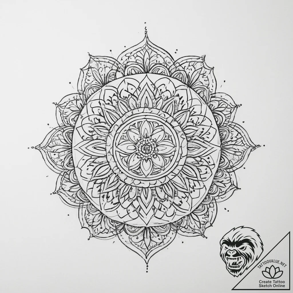 Mandala - tattoo sketch (№1754221114_0, 03.08.2025 11:38) — tattoovalue.net