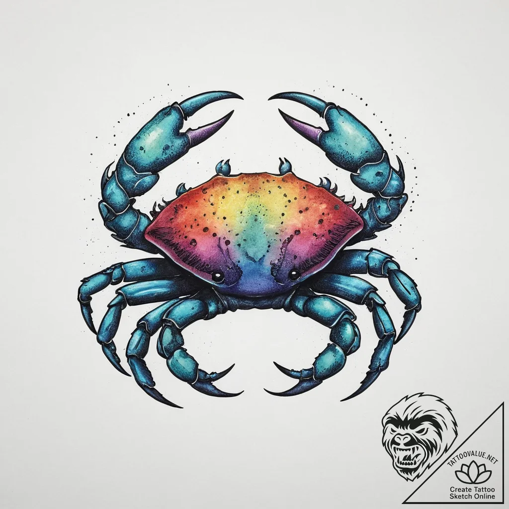 Tattoo design a cancer crab, its shell as a b... - tattoo sketch (№1754221314_0, 03.08.2025 11:41) — tattoovalue.net