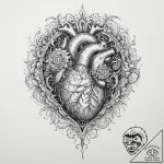 Anatomical heart with mechanical gears inside… – tattoo sketch (№1754222115_0, 03.08.2025 11:55) — tattoovalue.net