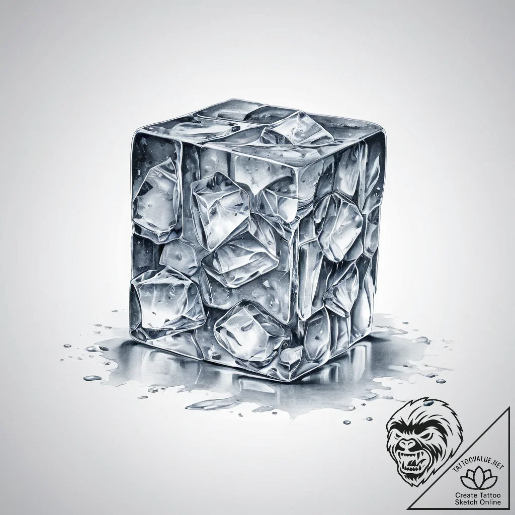 Tattoo design a solid block of ice, unyieldin... - tattoo sketch (№1754222909_0, 03.08.2025 12:08) — tattoovalue.net