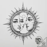 Tattoo sketch a minimalist sun and moon, half… – tattoo sketch (№1754223308_0, 03.08.2025 12:15) — tattoovalue.net