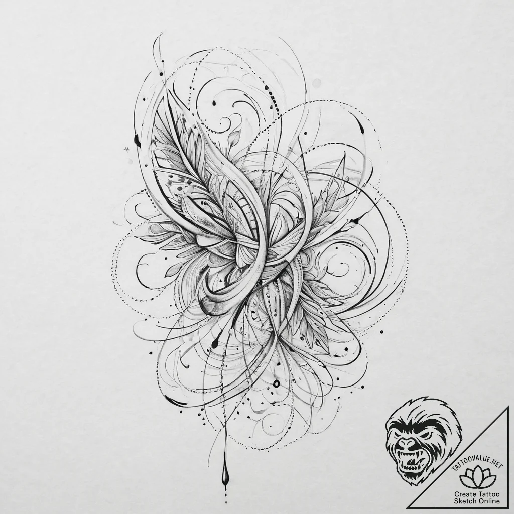 Tattoo design a continuous abstract line that... - tattoo sketch (№1754224132_0, 03.08.2025 12:28) — tattoovalue.net