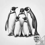 Tattoo design a family of penguins huddled to… – tattoo sketch (№1754224334_0, 03.08.2025 12:32) — tattoovalue.net