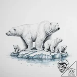 A polar bear and her cubs on a small ice floe… – tattoo sketch (№1754224737_0, 03.08.2025 12:38) — tattoovalue.net