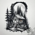 A tattoo design of baba yaga’s hut on chicken… – tattoo sketch (№1754225966_0, 03.08.2025 12:59) — tattoovalue.net