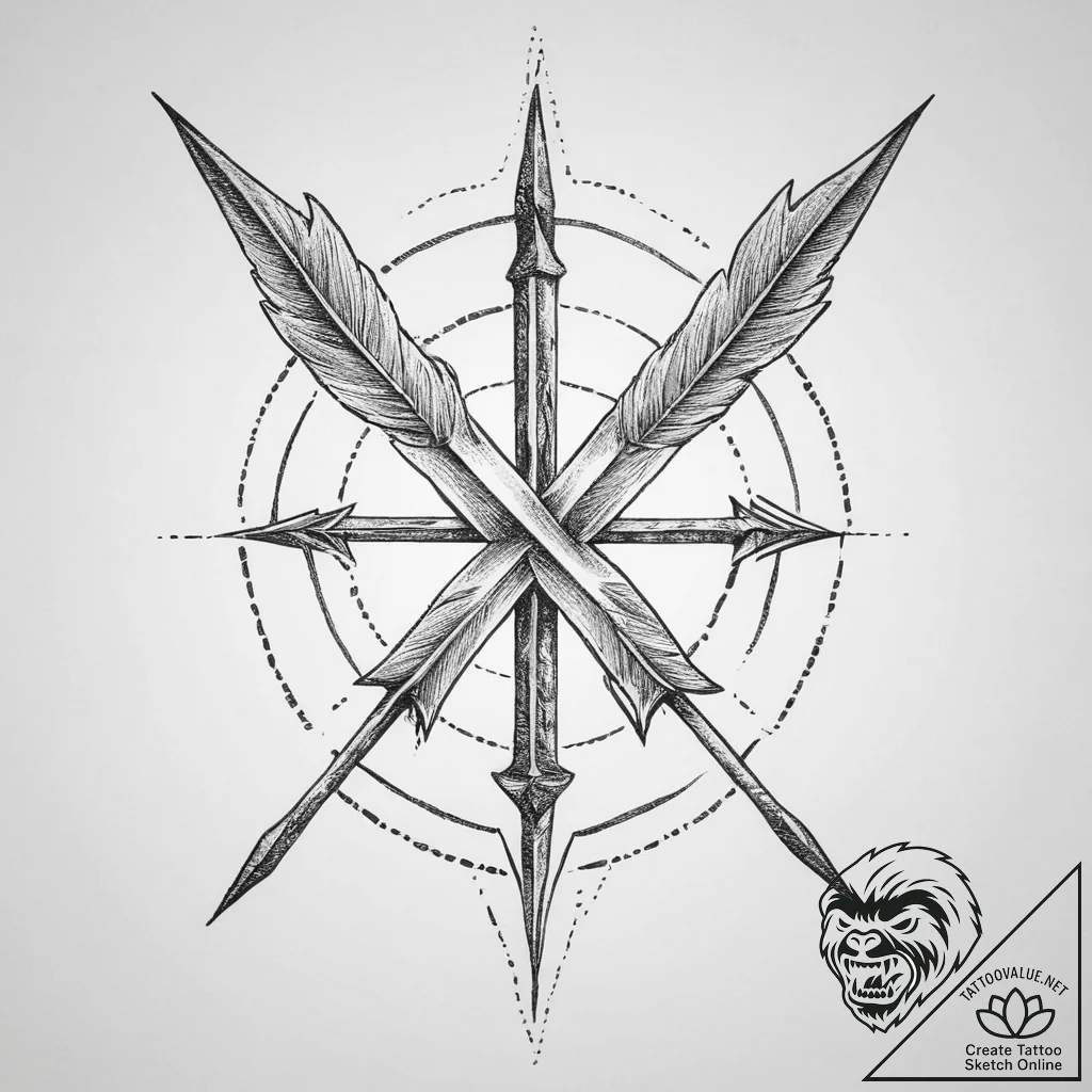 Tattoo sketch sagittarius's arrow glyph, clea... - tattoo sketch (№1754226567_0, 03.08.2025 13:09) — tattoovalue.net