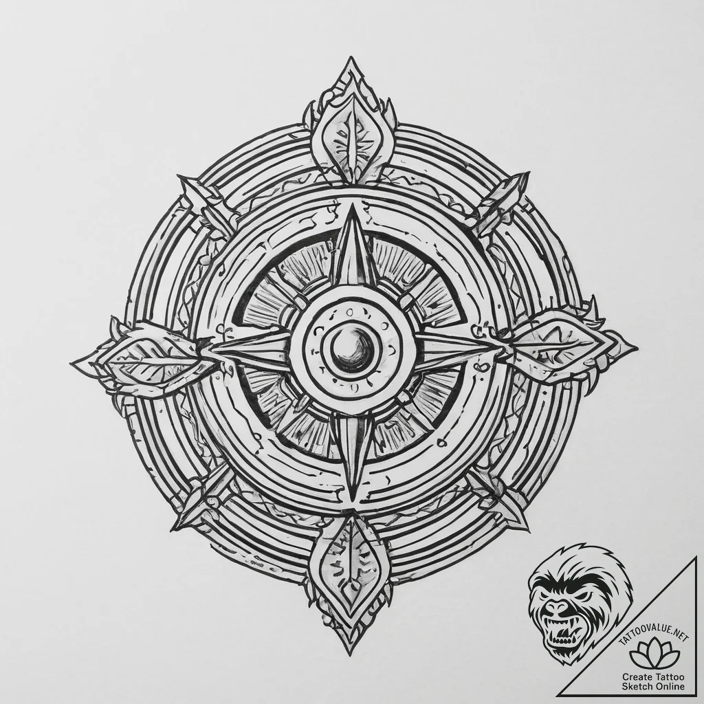 Tattoo design a stylized arcade token with a... - tattoo sketch (№1754227172_0, 03.08.2025 13:19) — tattoovalue.net