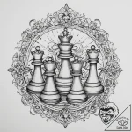 Chess, tattoo line art, bold outlines, thick… – tattoo sketch (№1754227381_0, 03.08.2025 13:23) — tattoovalue.net