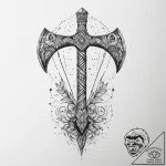 Tattoo sketch a climbing axe embedded in ice,… – tattoo sketch (№1754227986_0, 03.08.2025 13:33) — tattoovalue.net