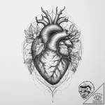 Anatomical heart as a cage with a bird inside – tattoo sketch (№1754228186_0, 03.08.2025 13:36) — tattoovalue.net