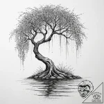 Tattoo sketch an abstract weeping willow tree… – tattoo sketch (№1754228582_0, 03.08.2025 13:43) — tattoovalue.net