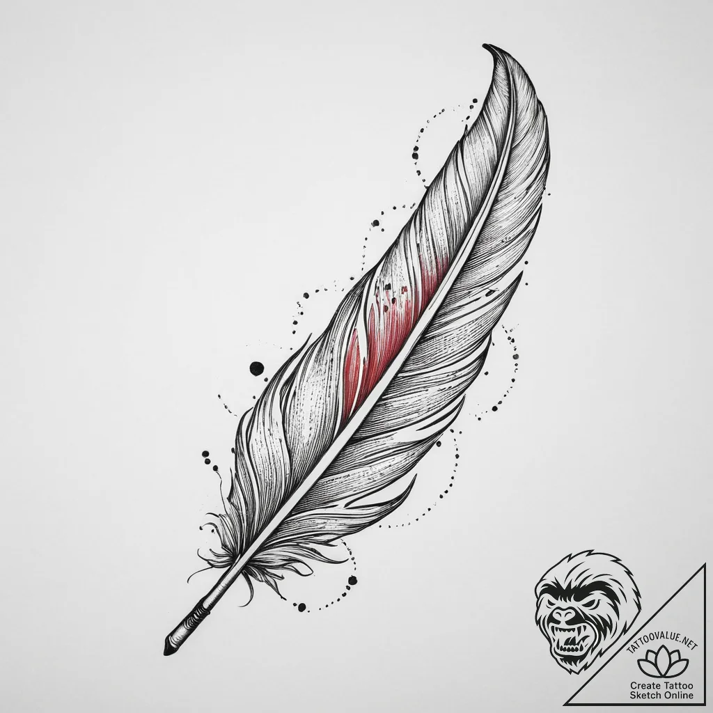 A burning feather, tattoo flash sheet design,... - tattoo sketch (№1754229200_0, 03.08.2025 13:53) — tattoovalue.net