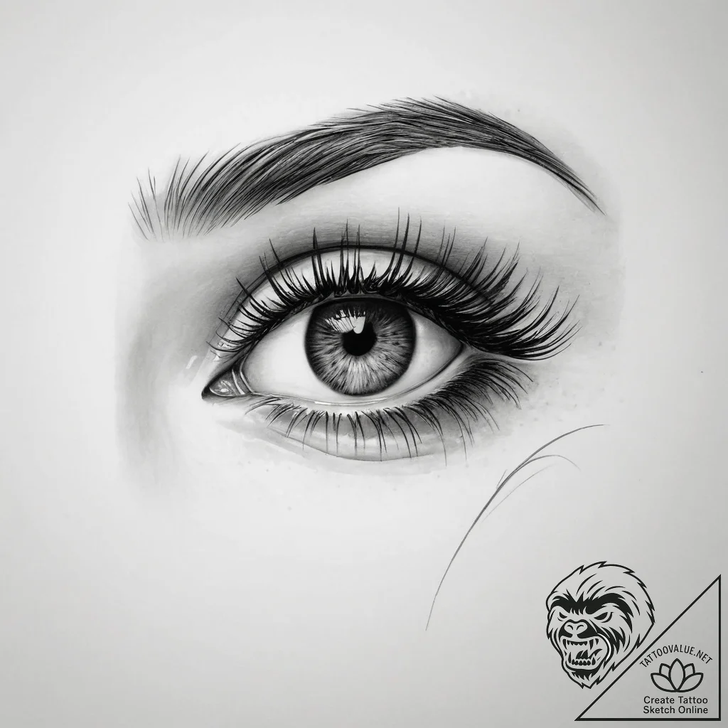 Tattoo design a confident woman's eye, with l... - tattoo sketch (№1754230221_0, 03.08.2025 14:10) — tattoovalue.net