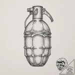 Grenade, tattoo drawing outline, sepia tone s… – tattoo sketch (№1754230623_0, 03.08.2025 14:17) — tattoovalue.net
