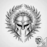 Tattoo design a spartan helmet with a laurel… – tattoo sketch (№1754231434_0, 03.08.2025 14:30) — tattoovalue.net