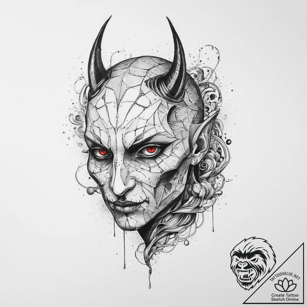 Grendel, tattoo sketch design, black outline... - tattoo sketch (№1754232047_0, 03.08.2025 14:40) — tattoovalue.net