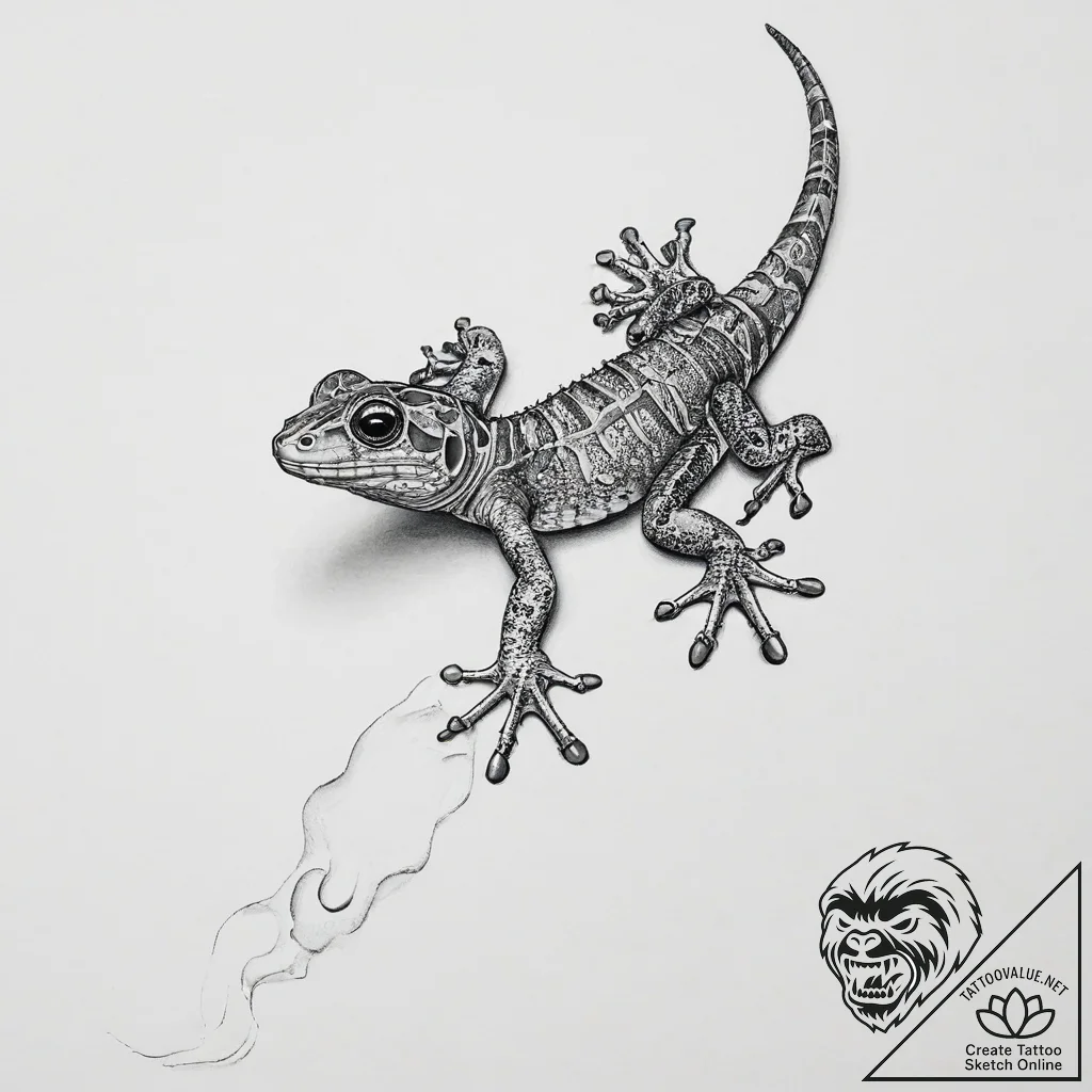A close-up of a gecko's foot on a glass surfa... - tattoo sketch (№1754232252_0, 03.08.2025 14:44) — tattoovalue.net
