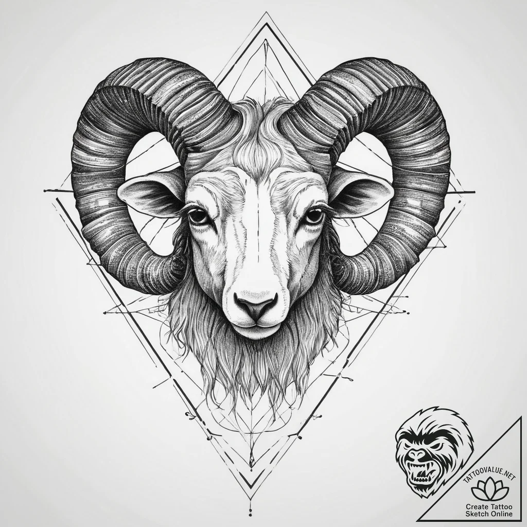 Tattoo sketch an aries ram's head composed of... - tattoo sketch (№1754232654_0, 03.08.2025 14:50) — tattoovalue.net