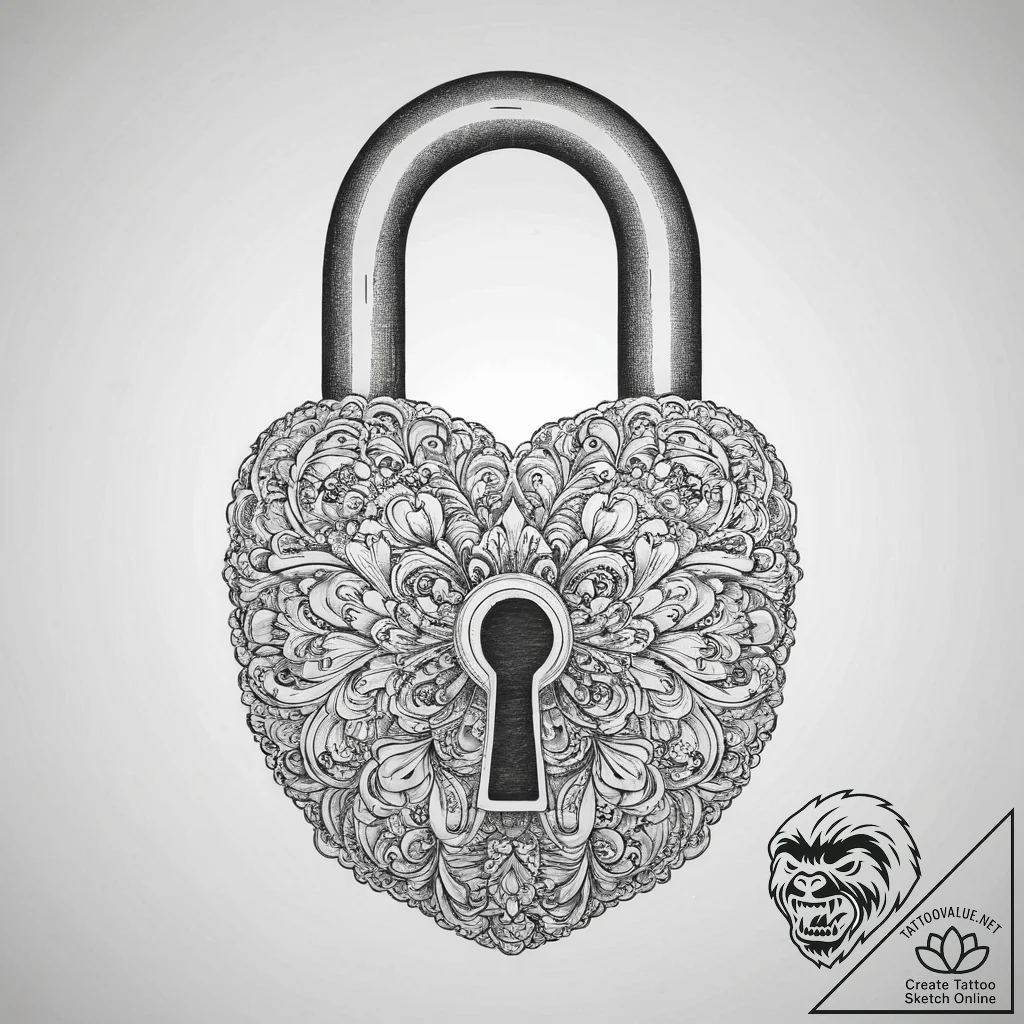Tattoo design a stylized lock with no visible... - tattoo sketch (№1754232854_0, 03.08.2025 14:54) — tattoovalue.net