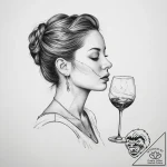 A shot of a sommelier tasting wine in a cella… – tattoo sketch (№1754233057_0, 03.08.2025 14:57) — tattoovalue.net
