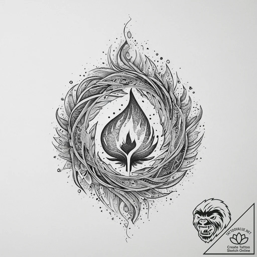 Tattoo sketch a powerful fire swirling into a... - tattoo sketch (№1754234315_0, 03.08.2025 15:18) — tattoovalue.net
