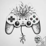 Tattoo design a controller with roots growing… – tattoo sketch (№1754234526_0, 03.08.2025 15:22) — tattoovalue.net