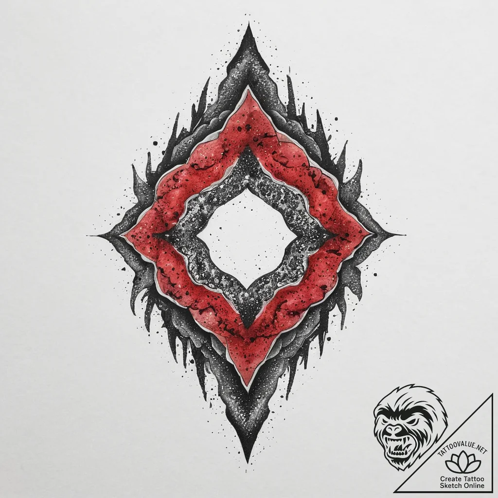 Geode, concept art for tattoo, black and red... - tattoo sketch (№1754234729_0, 03.08.2025 15:25) — tattoovalue.net