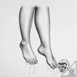 A person’s feet dangling over the edge of a s… – tattoo sketch (№1754235341_0, 03.08.2025 15:35) — tattoovalue.net