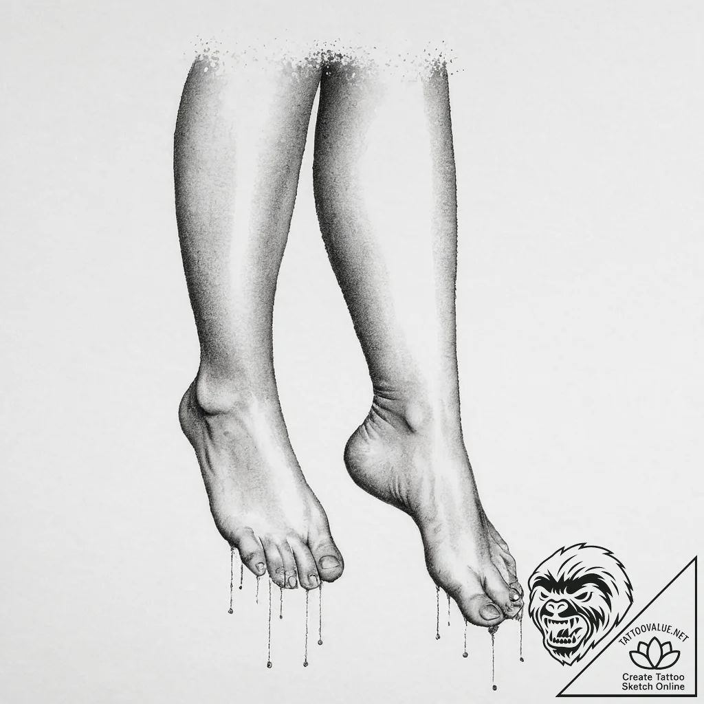 A person's feet dangling over the edge of a s... - tattoo sketch (№1754235341_0, 03.08.2025 15:35) — tattoovalue.net