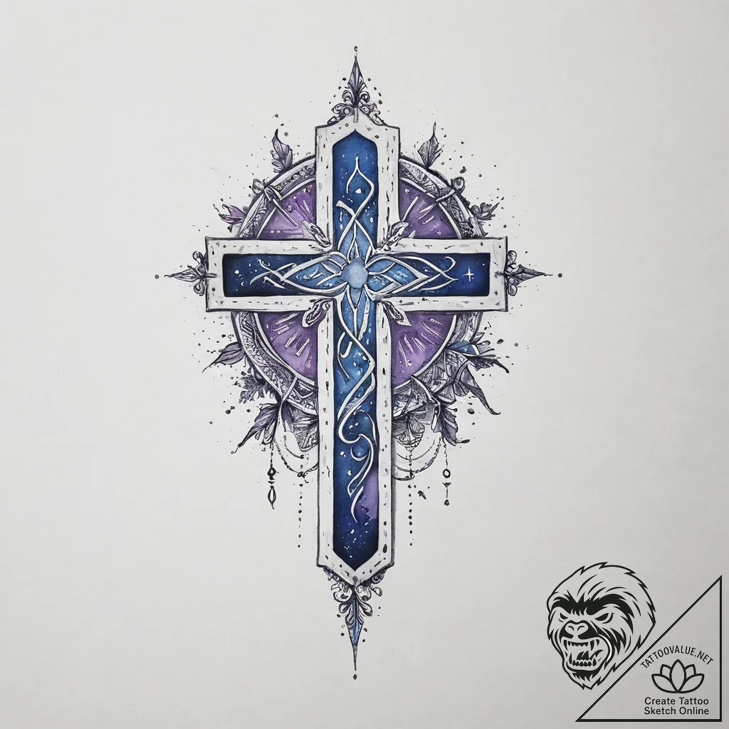 70. tattoo sketch: watercolor "alatyr" rune,... - tattoo sketch (№1754235953_0, 03.08.2025 15:45) — tattoovalue.net