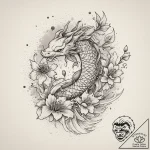 Tattoo design a flower blooming through a see… – tattoo sketch (№1754236156_0, 03.08.2025 15:49) — tattoovalue.net