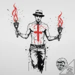 A street performer juggling flaming torches a… – tattoo sketch (№1754236363_0, 03.08.2025 15:52) — tattoovalue.net