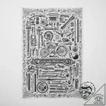 A mechanic’s garage, with tools neatly organi… – tattoo sketch (№1754236771_0, 03.08.2025 15:59) — tattoovalue.net