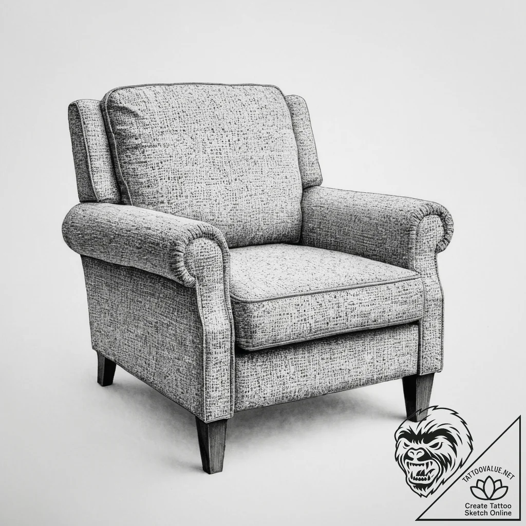 Tattoo sketch a comfortable armchair with a b... - tattoo sketch (№1754237408_0, 03.08.2025 16:10) — tattoovalue.net