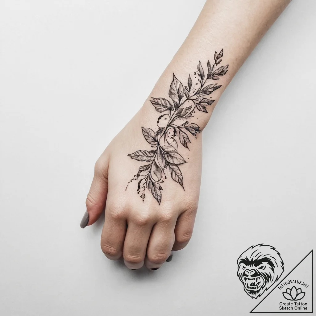 Tattoo sketch a delicate vine wrapping around... - tattoo sketch (№1754238032_0, 03.08.2025 16:20) — tattoovalue.net