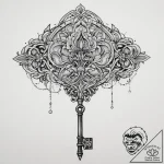 Key, tattoo flash sheet design, bold outlines… – tattoo sketch (№1754239423_0, 03.08.2025 16:43) — tattoovalue.net