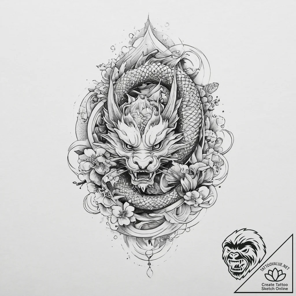 Tattoo sketch a zodiac glyph appearing as a h... - tattoo sketch (№1754239632_0, 03.08.2025 16:47) — tattoovalue.net