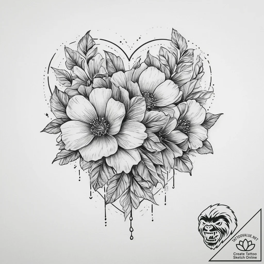 Tattoo sketch a flower whose petals are subtl... - tattoo sketch (№1754239841_0, 03.08.2025 16:50) — tattoovalue.net