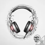 Tattoo design a gaming headset with wires sub… – tattoo sketch (№1754240454_0, 03.08.2025 17:00) — tattoovalue.net