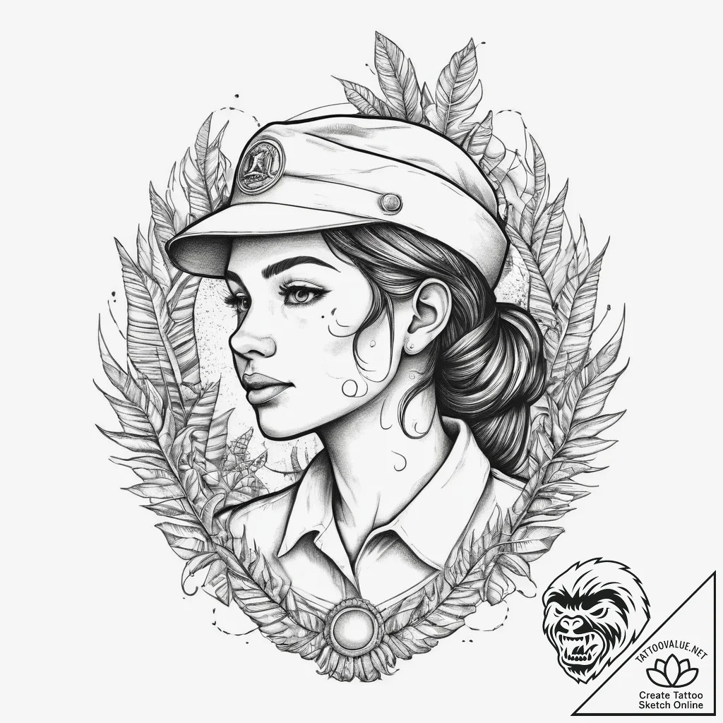 A shot of a research scientist in the amazon... - tattoo sketch (№1754240870_0, 03.08.2025 17:07) — tattoovalue.net