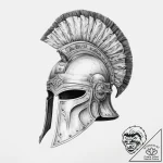 A roman centurion helmet with battle damage – tattoo sketch (№1754241486_0, 03.08.2025 17:18) — tattoovalue.net